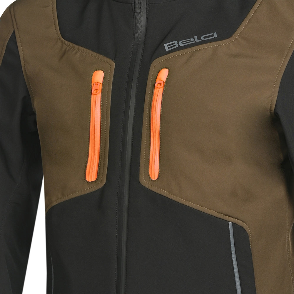 BELA FIRE FLY Moto Capuz Preto Oliva Verde Laranja- Imagem central frontal da Casacos