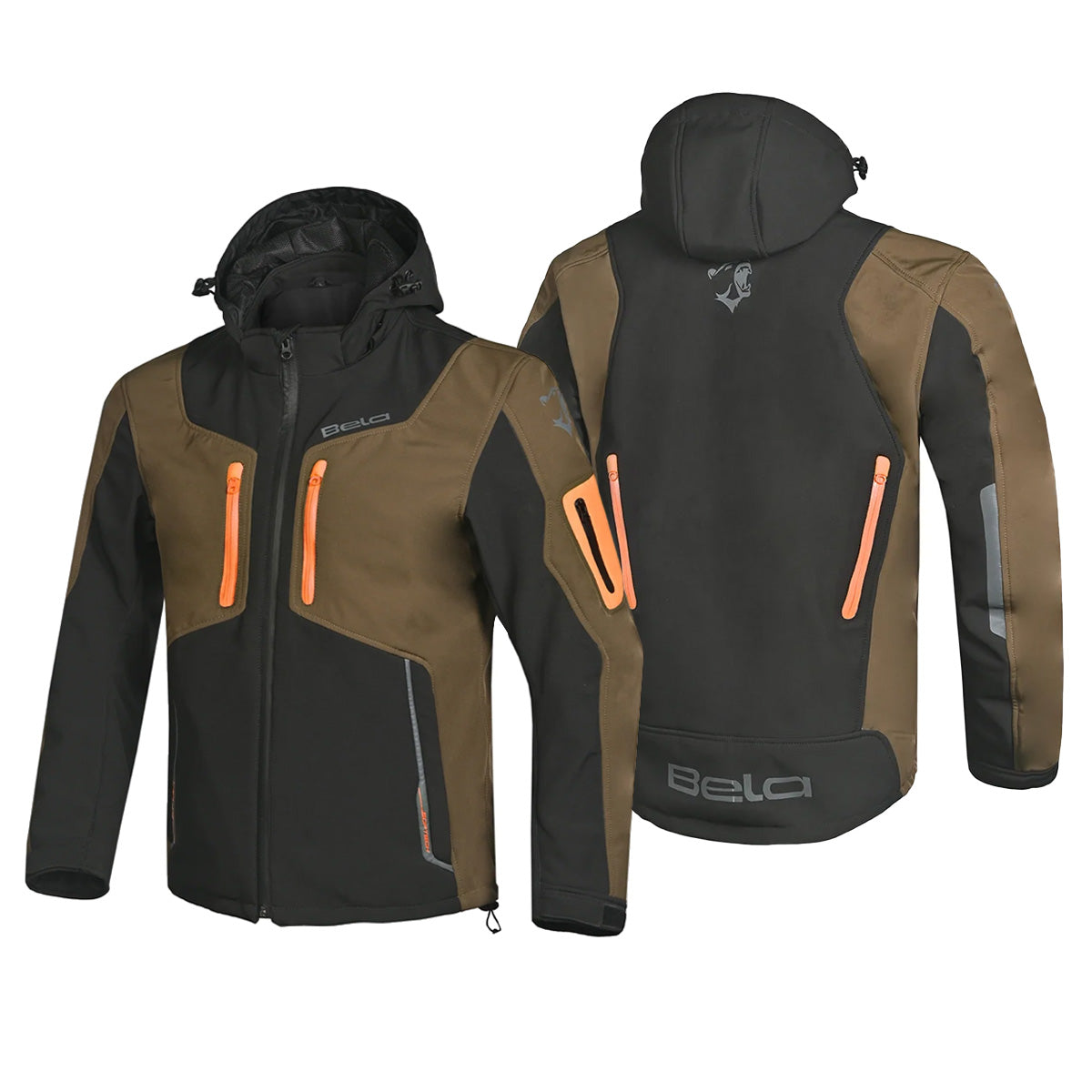BELA FIRE FLY Moto Capuz Preto Oliva Verde Laranja - Imagem dupla de Casacos
