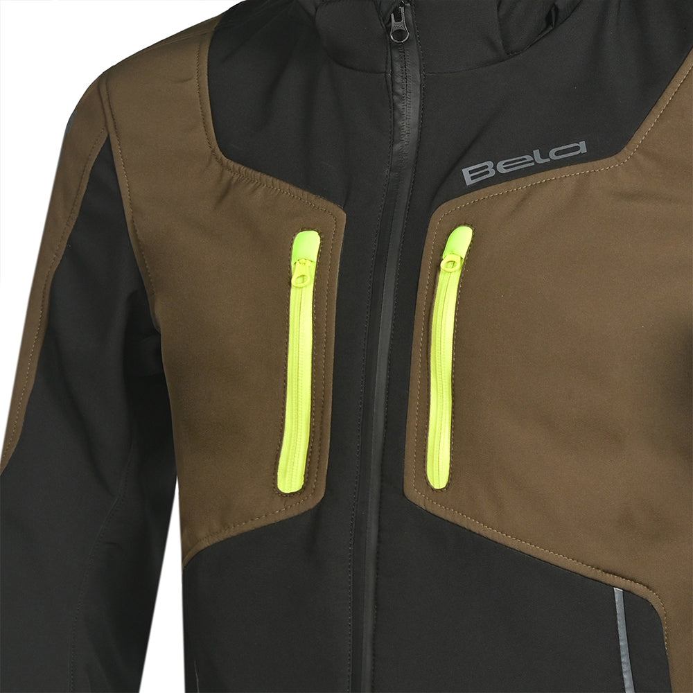 BELA FIRE FLY Moto Capuz Preto Verde Oliva Amarelo Fluorescente- Imagem central frontal da Casacos