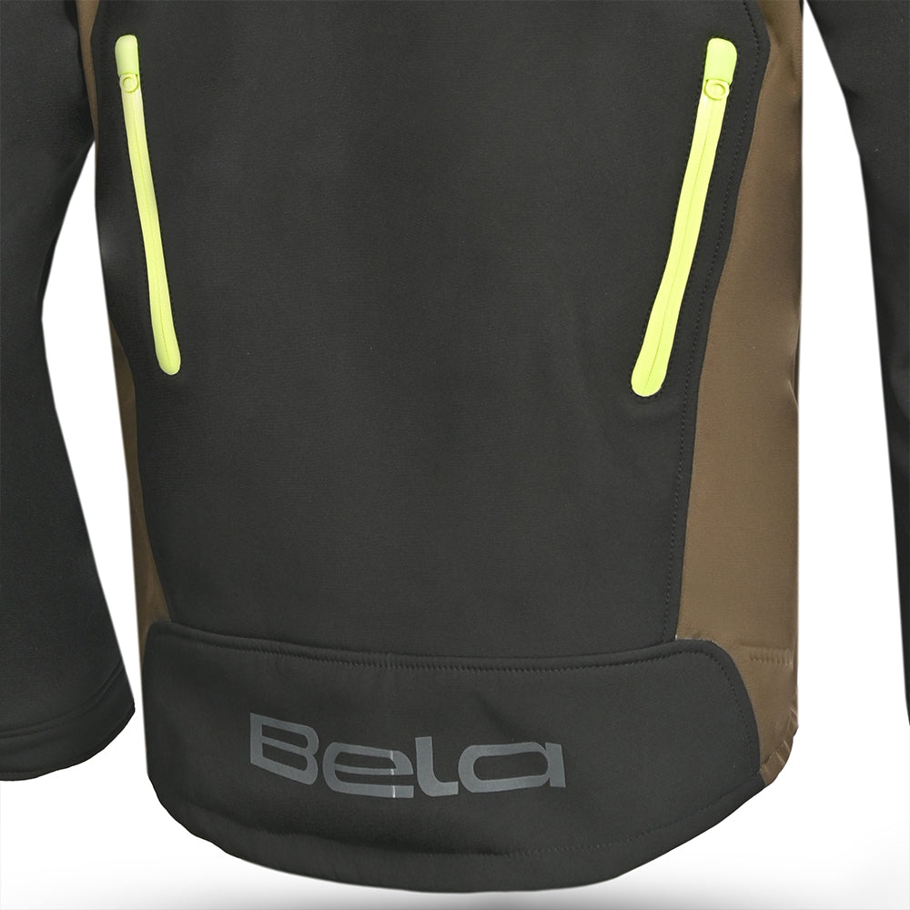 BELA FIRE FLY Moto Capuz Preto Verde Oliva Amarelo Fluorescente - Imagem central traseira da Casacos