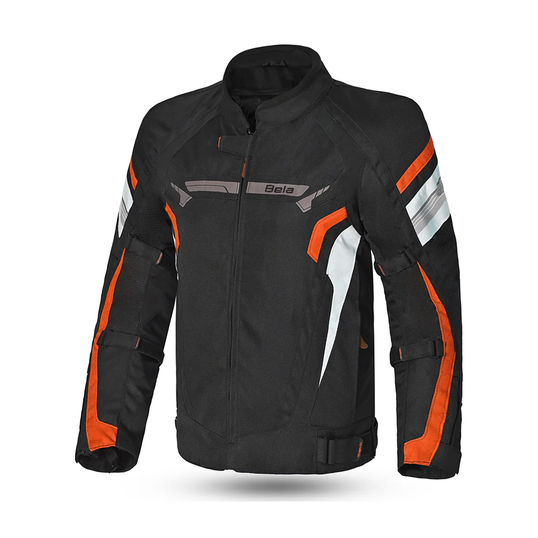 BELA HIGHLAND Men's Motorcycle Jacket Black White Orange