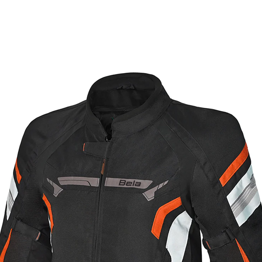 BELA HIGHLAND Men's Motorcycle Jacket Black White Orange – 6 – Maximomoto PT