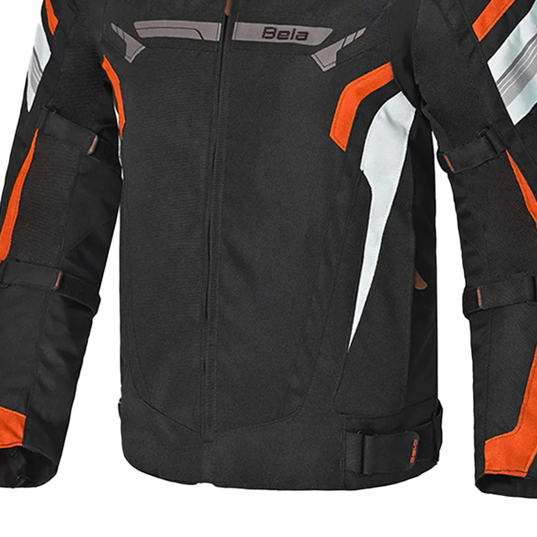 BELA HIGHLAND Men's Motorcycle Jacket Black White Orange – 7 – Maximomoto PT