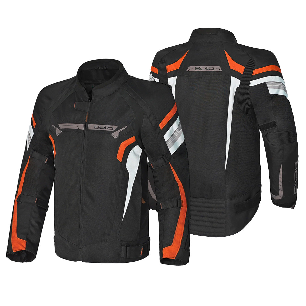 BELA HIGHLAND Men's Motorcycle Jacket Black White Orange – 2 – Maximomoto PT