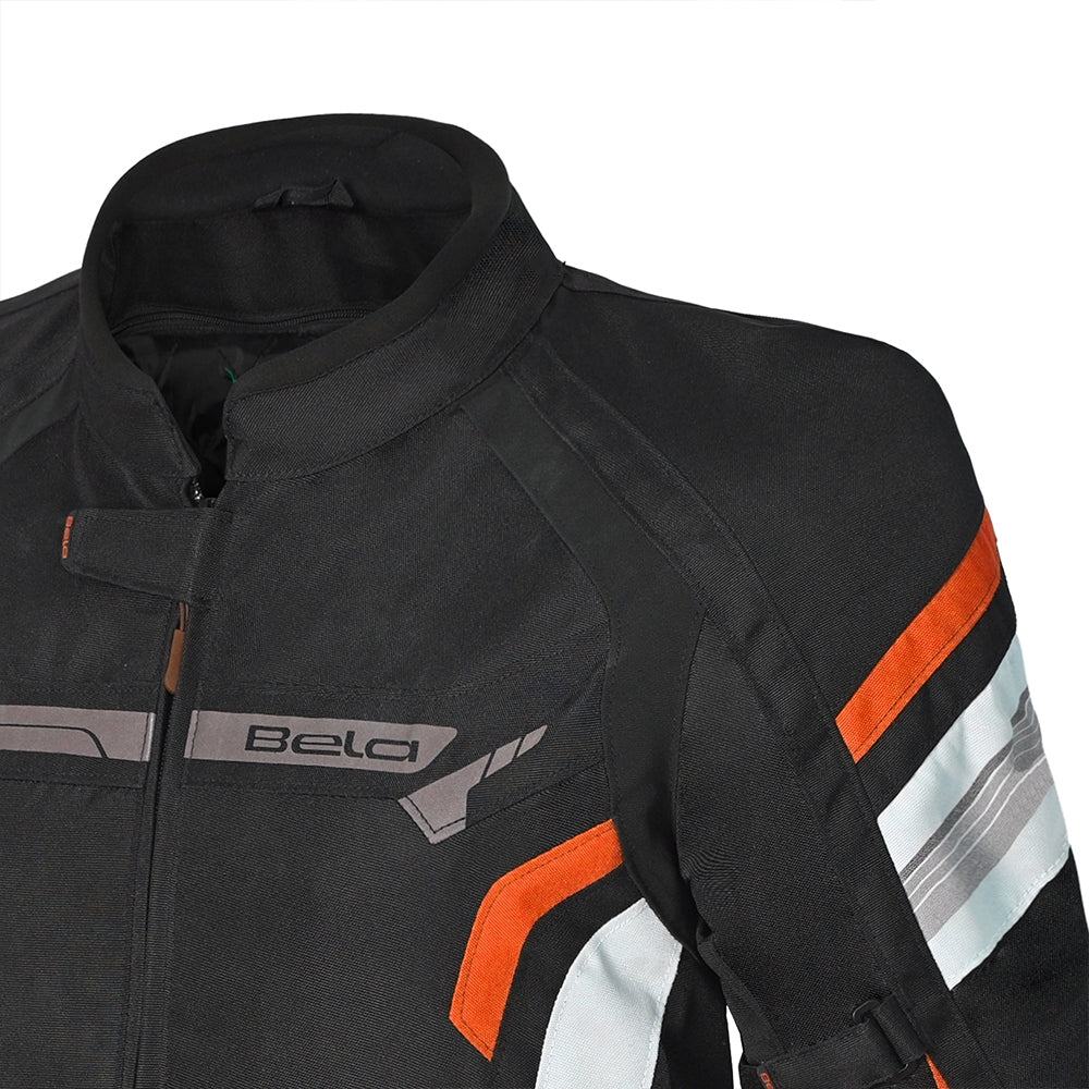 BELA HIGHLAND Men's Motorcycle Jacket Black White Orange – 7 – Maximomoto PT
