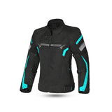 BELA HIGHLAND Senhora Moto Casaco Turquesa Preto - Imagem frontal da Casacos 