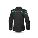 BELA HIGHLAND Senhora Moto Casaco Turquesa Preto - Imagem traseira da ja Casacos