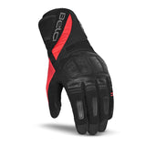 BELA HIGHWAY WINTER WP Moto Couro Luvas Preto Vermelho - Imagem frontal das luvas