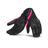 BELA HIGHWAY WINTER WP Senhora Moto Couro Luvas Preto Rosa - Imagem dupla de luvas