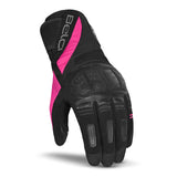 BELA HIGHWAY WINTER WP Senhora Moto Couro Luvas Preto Rosa - Imagem frontal das luvas