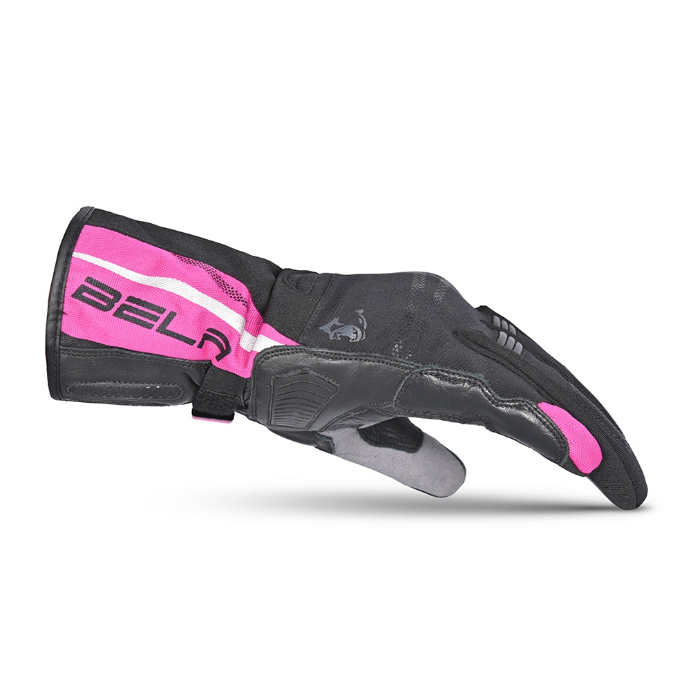 BELA IGLO WINTER WP Senhora Moto Luvas Textil Preto Rosa - Imagem do lado direito das luvas