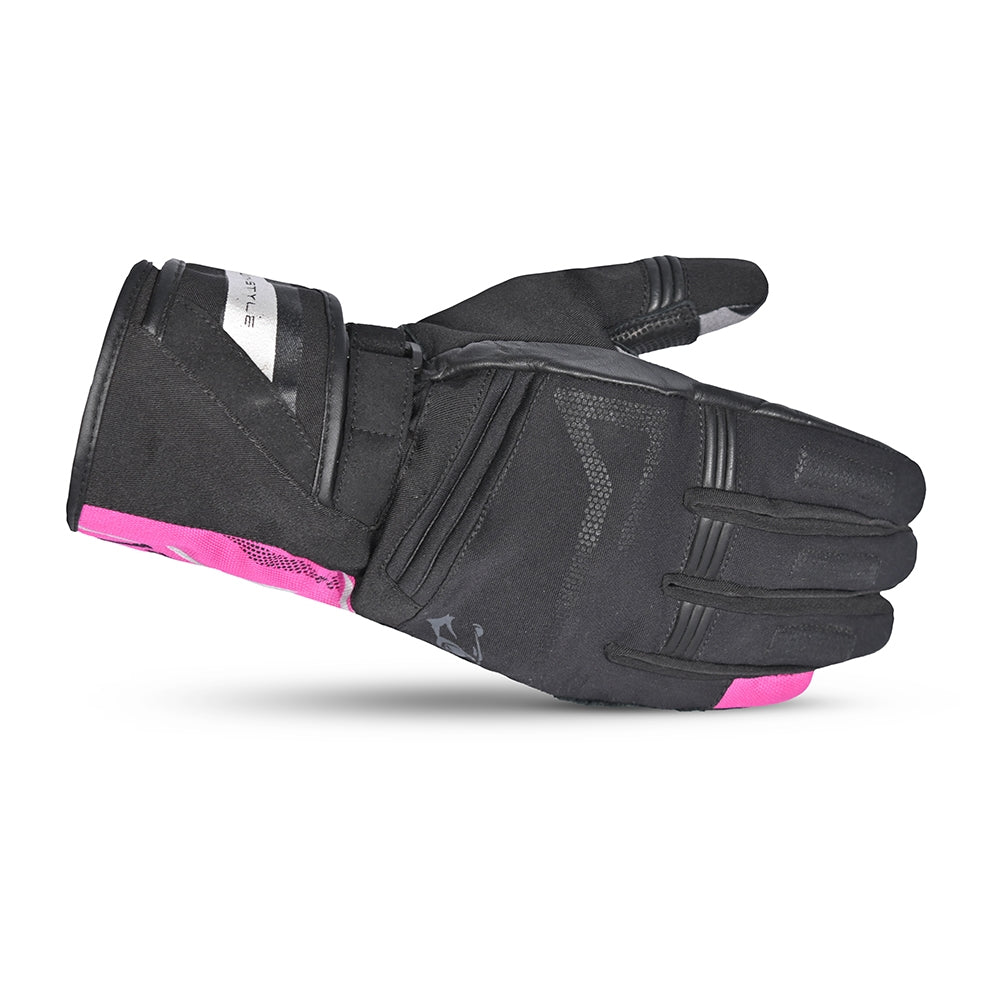 BELA IGLO WINTER WP Senhora Moto Luvas Textil Preto Rosa - Imagem do lado direito das luvas