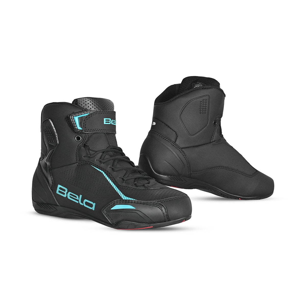 BELA JET EVO Moto Couro Botas Senhora Turquesa Preta - Imagem dupla de botas