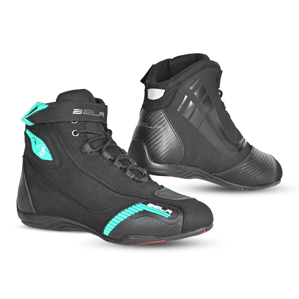 BELA KIVA Moto Couro Botas Senhora Turquesa Preta – 1 – Maximomoto PT