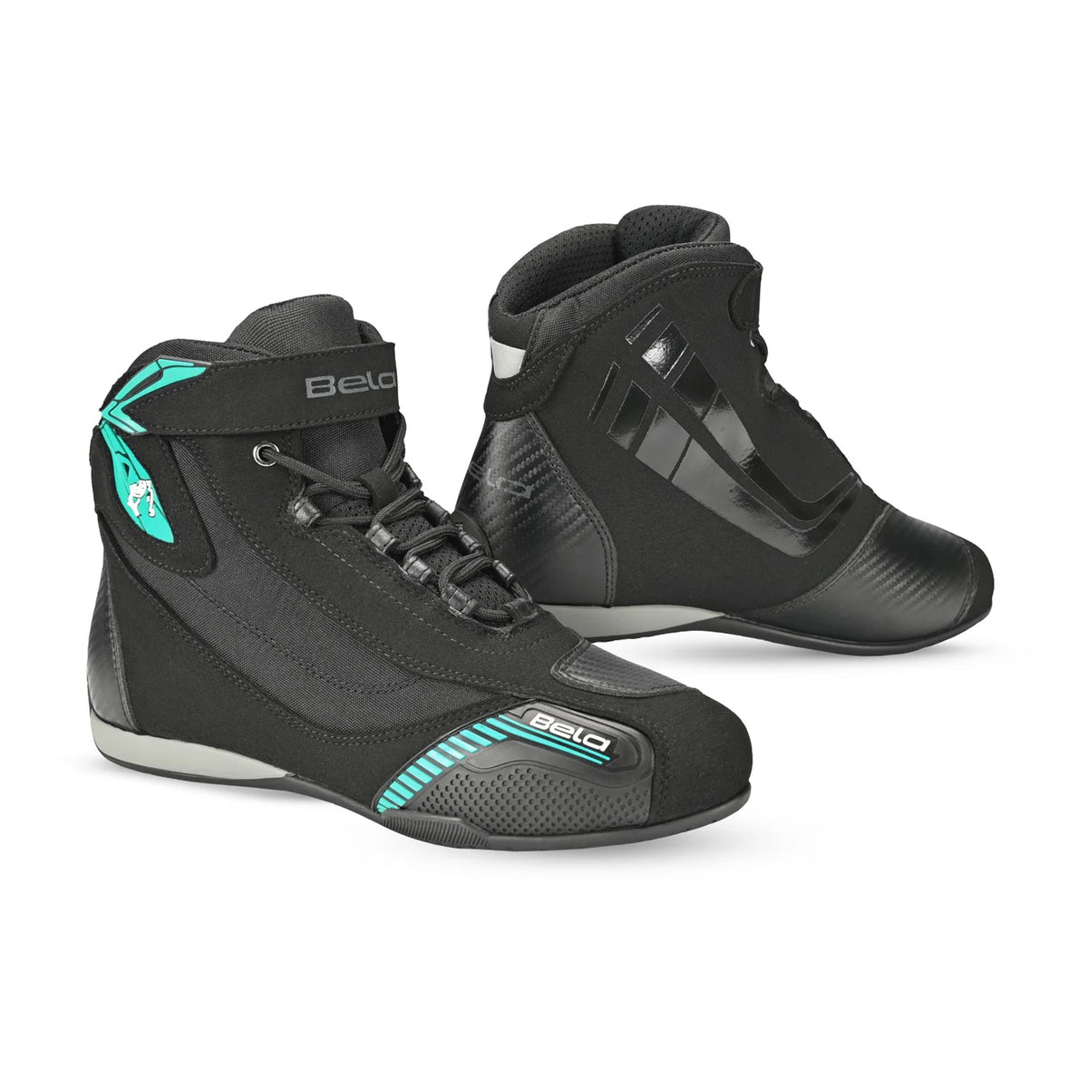 BELA KIVA Moto Couro Botas Senhora Turquesa Preto