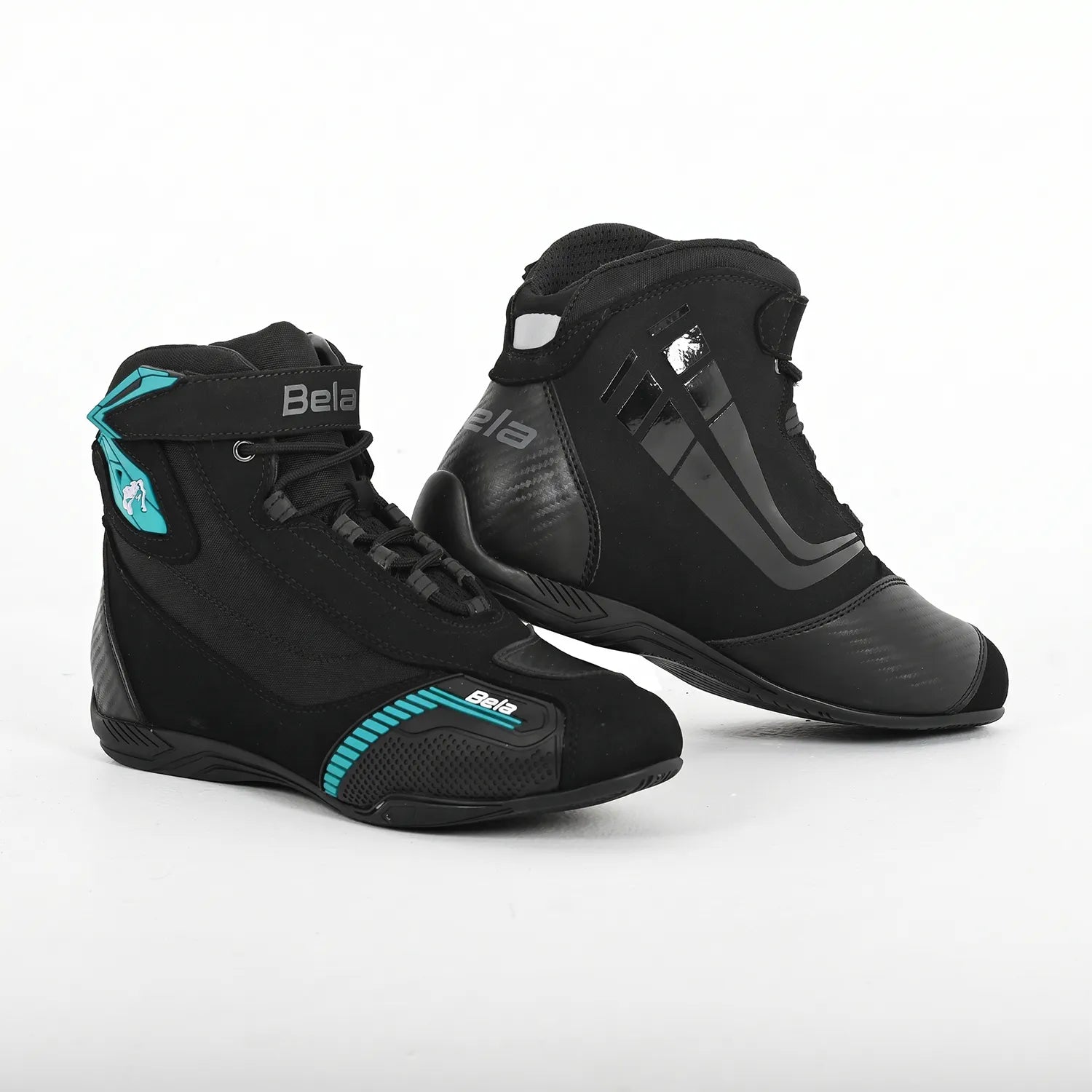 BELA KIVA Motorcycle Leather Boots for Women, Turquoise Black – 1 – Maximomoto PT