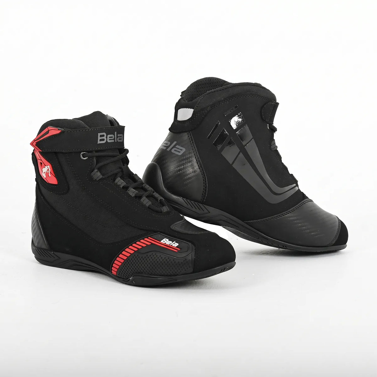BELA KIVA Motorcycle Leather Boots for Men, Black and Red