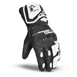 BELA LEMOX Moto Homem Couro Luvas Preto Branco - Imagem frontal das luvas