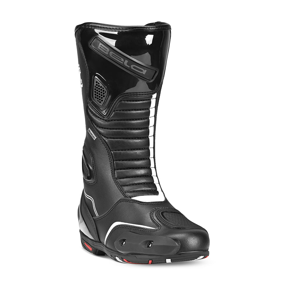 BELA LISTRADAS Moto Couro Botas Preto Branco - Imagem frontal da Boots