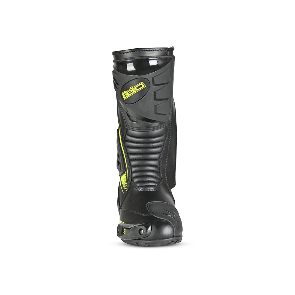 BELA MASTER Homem Moto Couro Botas Preto Fluorescente Amarelo - Imagem frontal da Boots