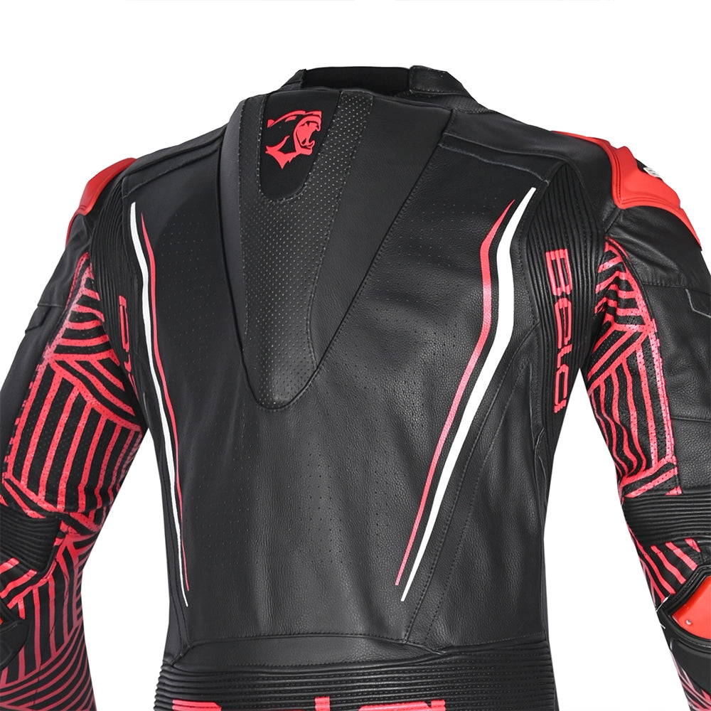 BELA MONO 1 PC NORTH STAR Moto Fatos Preto Branco Vermelho - Imagem da parte superior das costas do terno
