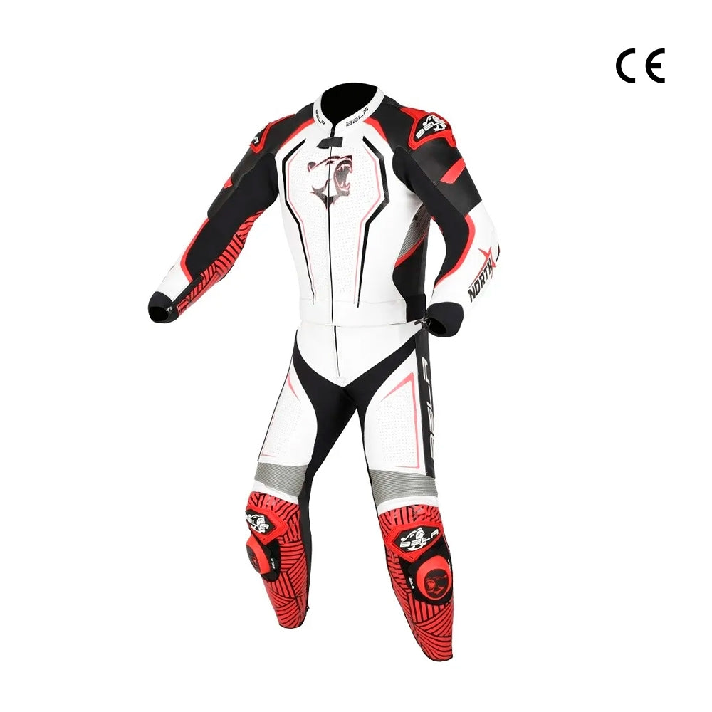 BELA North Star 2 PC Moto Fotas Preto Branco Vermelho - imagem frontal do terno