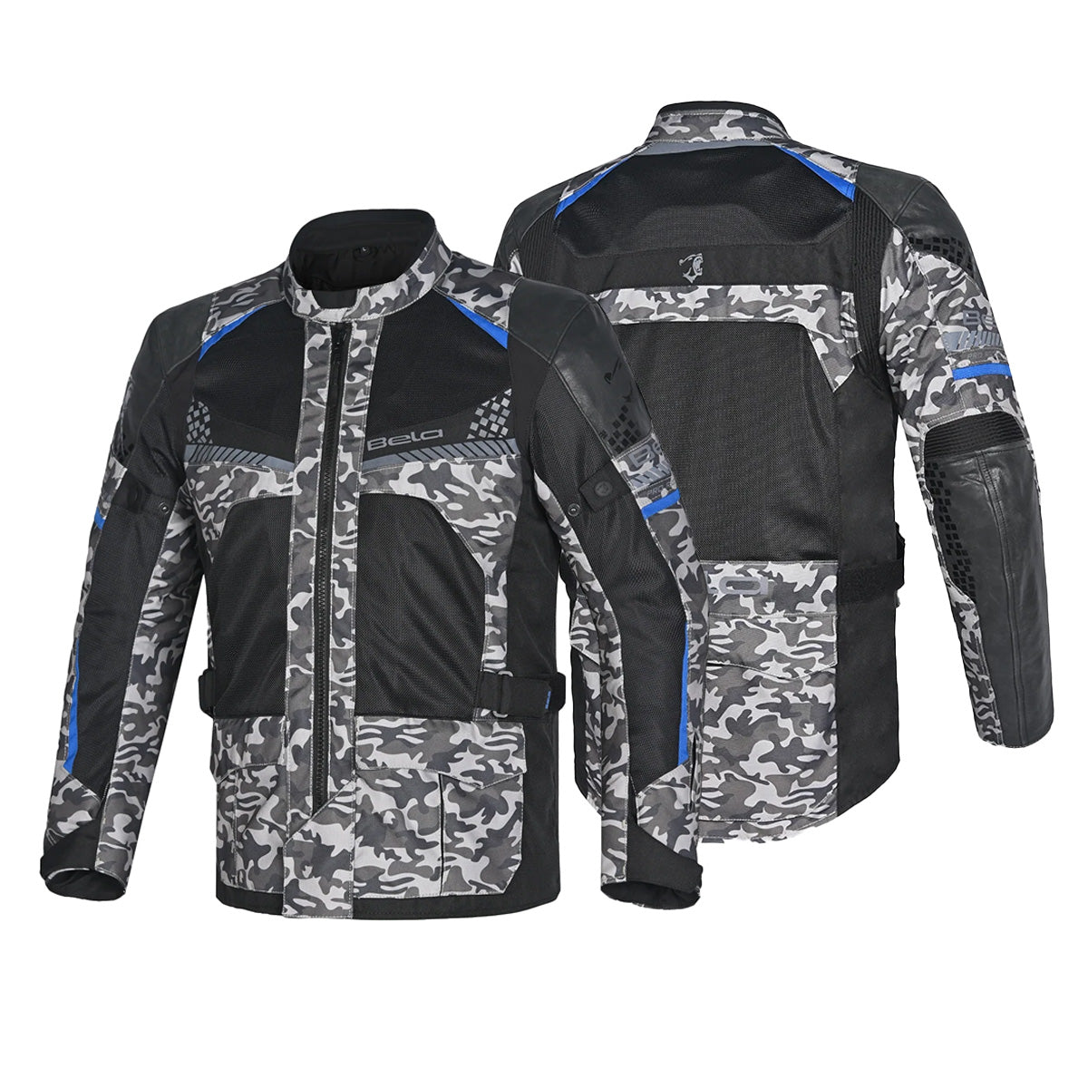 BELA ONSAKER Camuflagem Moto Textil Casacos Azul Preto - Imagem dupla de Casacos