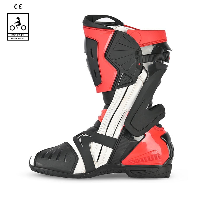 BELA RACE PRO (R-6) Moto Couro Botas Branco Preto Vermelho - Imagem do lado esquerdo de Boots