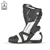 BELA RACE PRO (R-6) Moto Couro Botas Preto Branco - Imagem do lado esquerdo de Boots