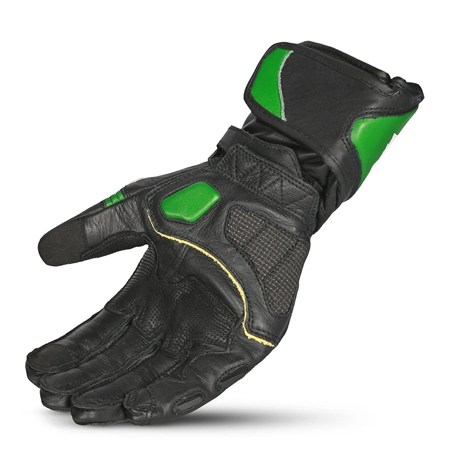 BELA ROCKET Motorcycle Leather Long Gloves White Green Black – 4 – Maximomoto PT