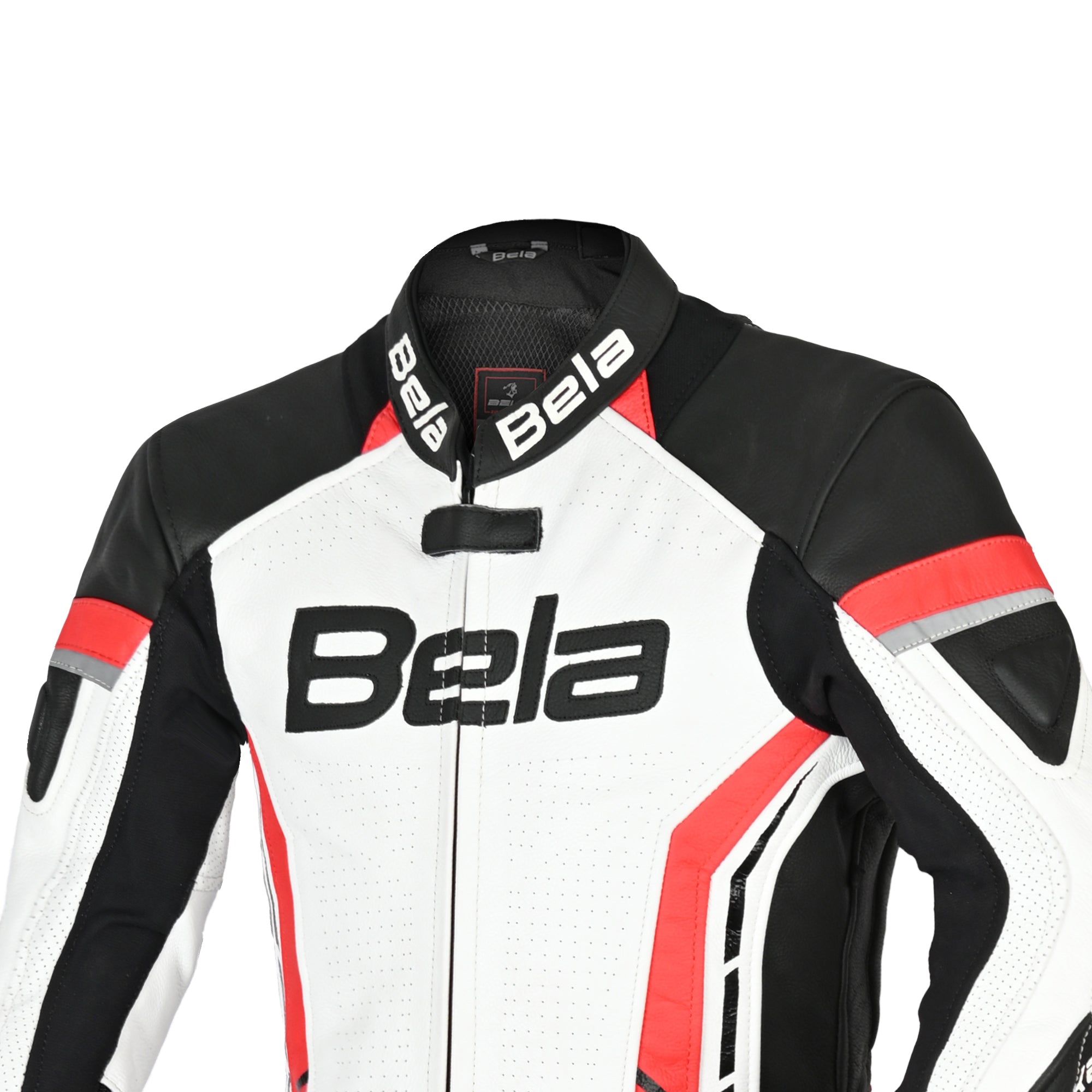 BELA ROCKET KIDS 1 PC Moto Fatos Branco Vermelho - imagem parte superior peito do terno