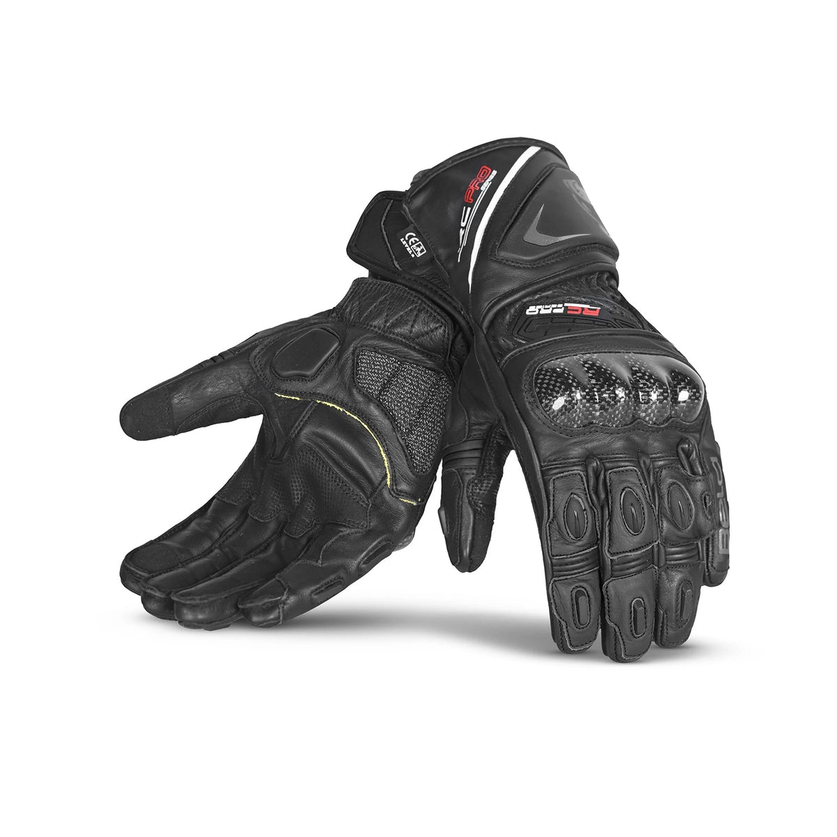 BELA ROCKET Luvas De Moto Longa Couro Preto Cinza