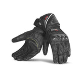 BELA ROCKET Luvas De Moto Longa Couro Preto Cinza