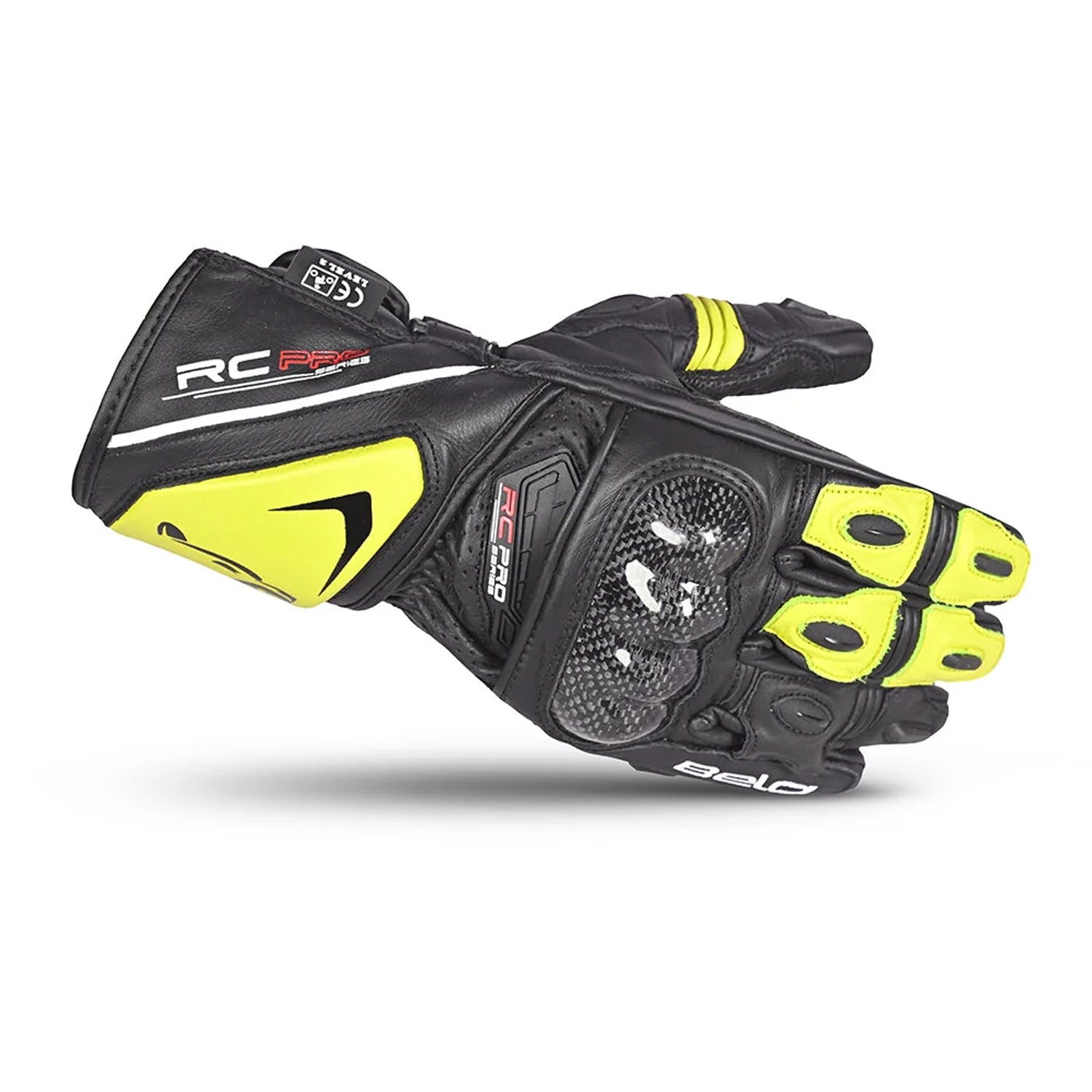 BELA ROCKET Motorcycle Leather Long Gloves Black Fluorescent Yellow – 3 – Maximomoto PT