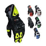 BELA ROCKET Moto Couro Longa Luvas Branco Verde Preto