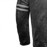 BELA ROYAL RIDER VINATGE Moto Couro Casaco Preto Cinza - Imagem traseira esquerda da Casacos