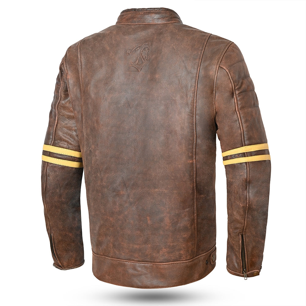 BELA ROYAL RIDER VINTAGE Moto Casacos Bege Marrom - Imagem traseira da ja Casacos
