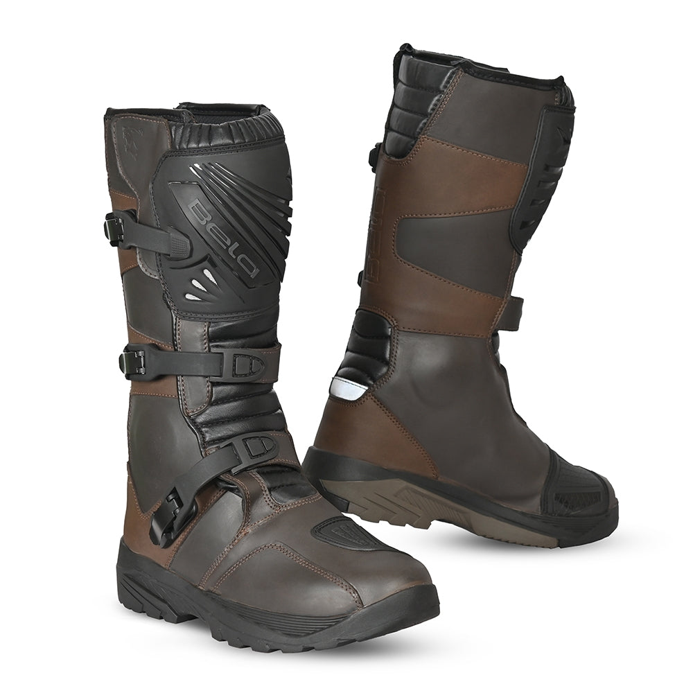 BELA SENIOR WP Moto Couro Botas Marrón - Imagem dupla de botas
