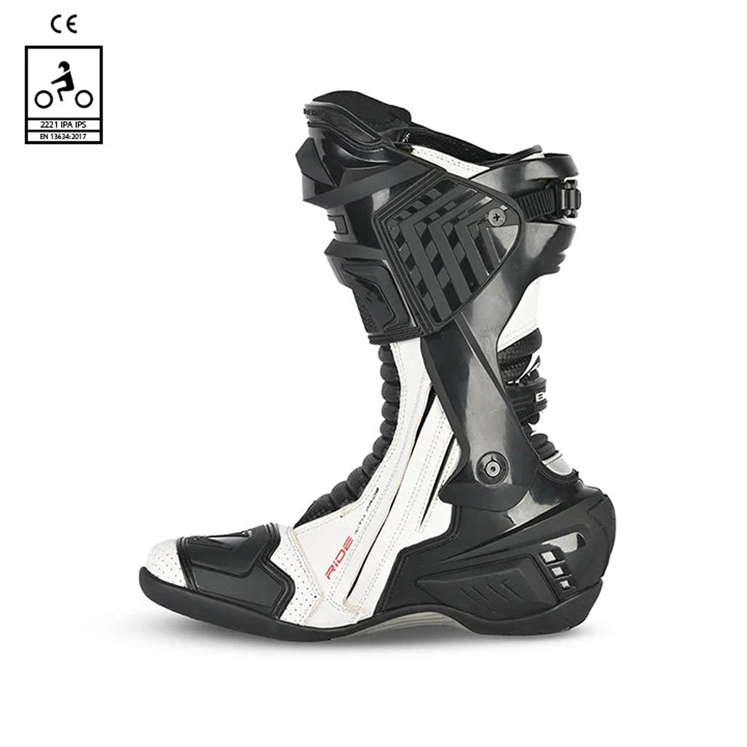 BELA SPEEDO 2.0 Couro Moto Botas Preto Branco – 2 – Maximomoto PT