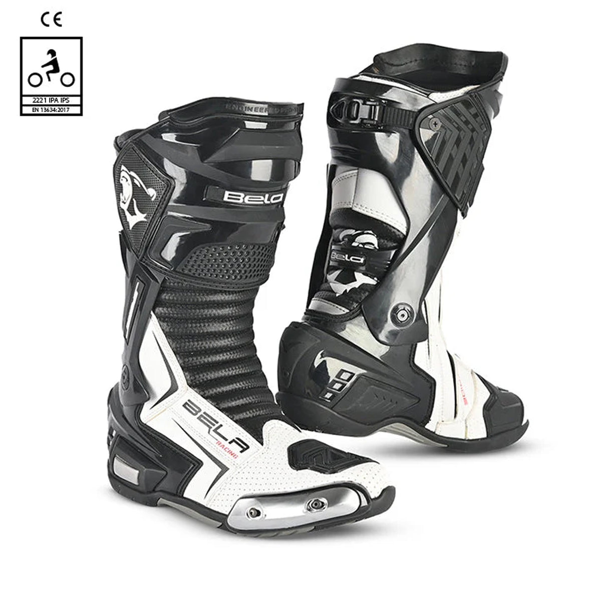 BELA SPEEDO 2.0 Couro Moto Botas Preto Branco