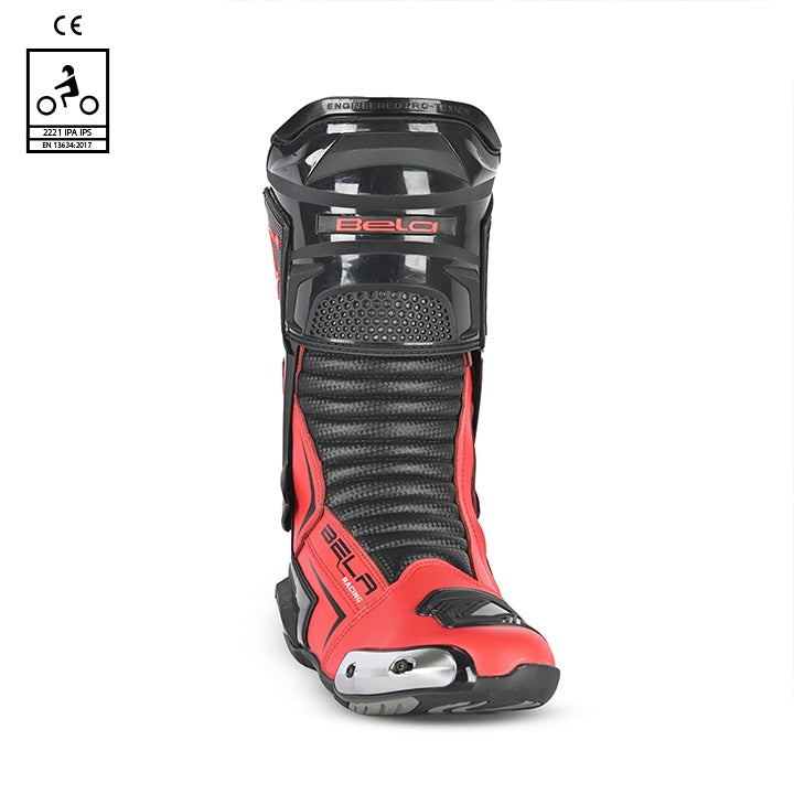 BELA SPEEDO 2.0 Moto Couro Botas Preto Vermelho - Imagem frontal da Boots