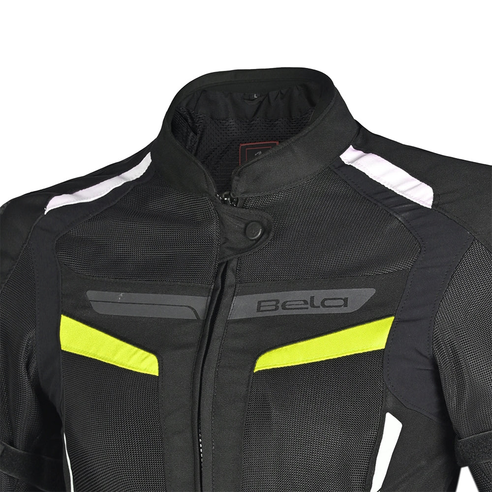 BELA SPRINTER Moto Senhora Textil Casacos Preto Amarelo Fluo - Imagem frontal superior da Casacos