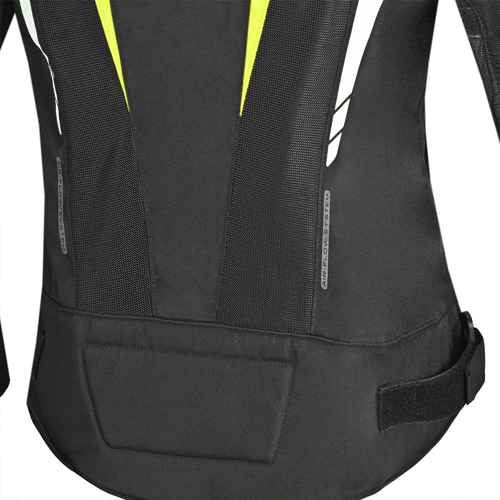 BELA SPRINTER Moto Senhora Textil Casacos Preto Amarelo Fluo - parte inferior costas Imagem Casacos