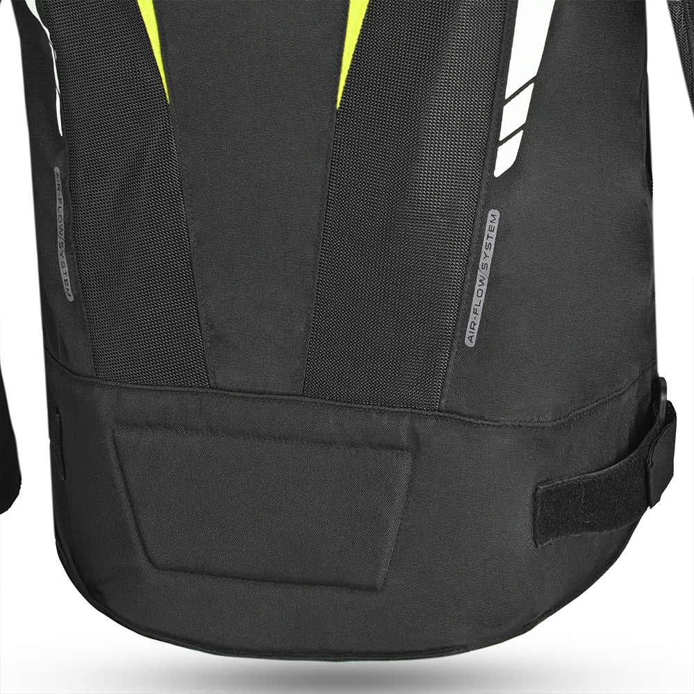 BELA SPRINTER Moto Textil Casacos Preto Fluorescente Amarelo - Imagem da parte inferior das costas da Casacos