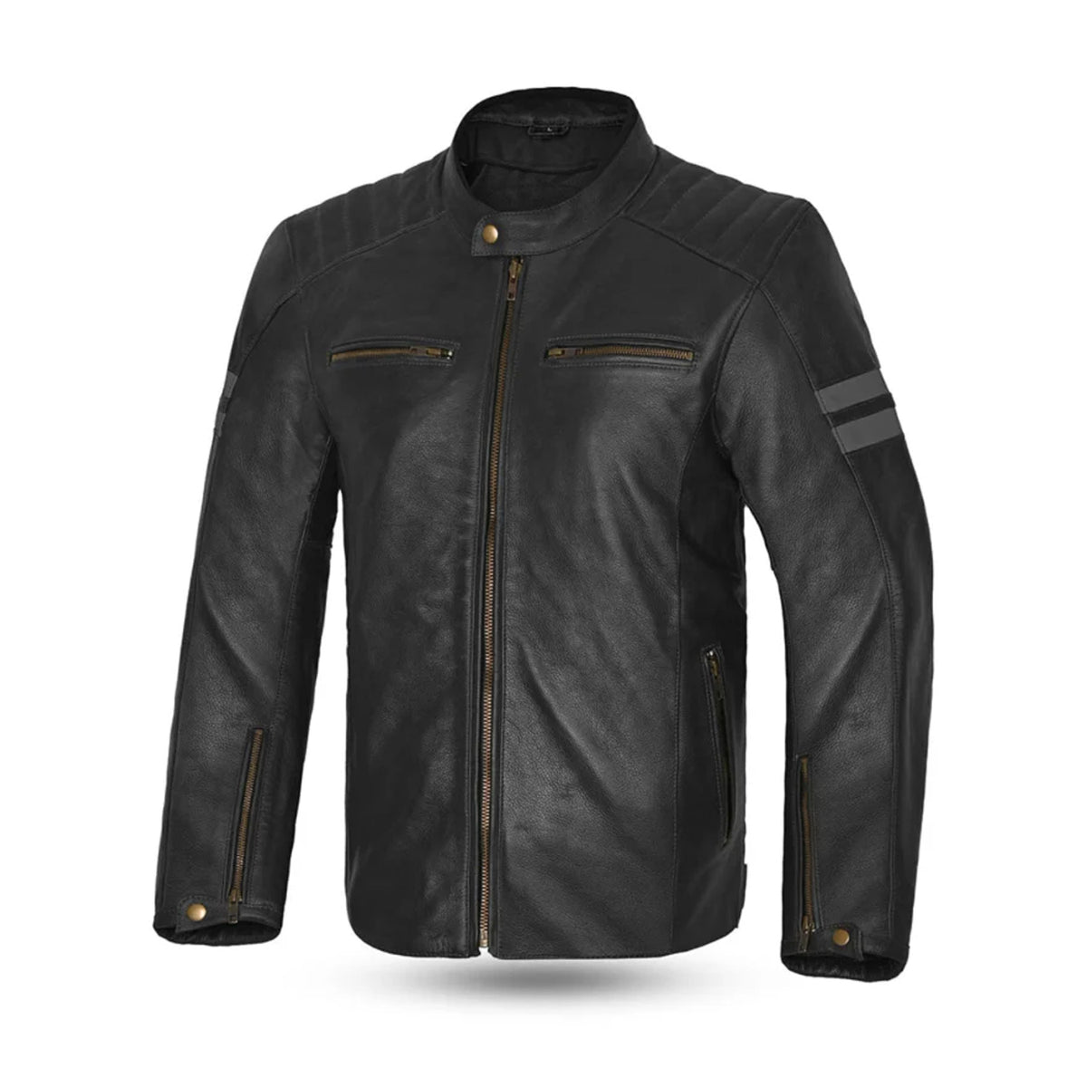 BELA STARK Motorcycle Leather Jackets Black Gray