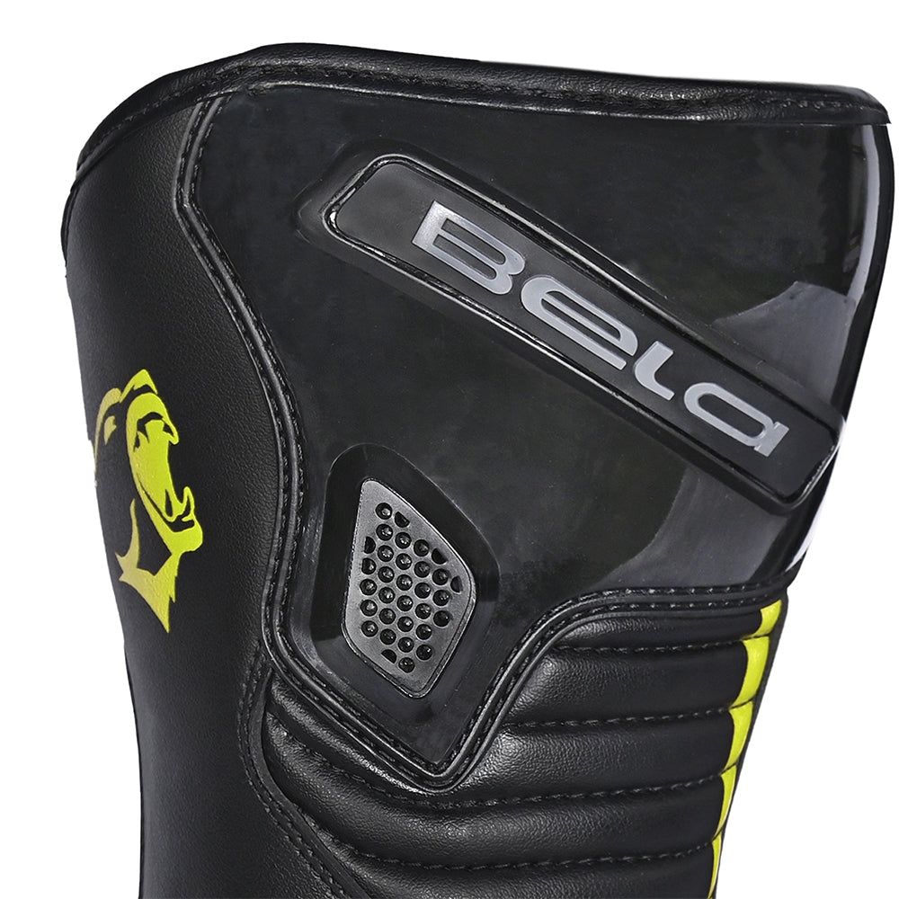 BELA STRIP M oto Couro Botas Preto Fluorescente Amarelo - logo