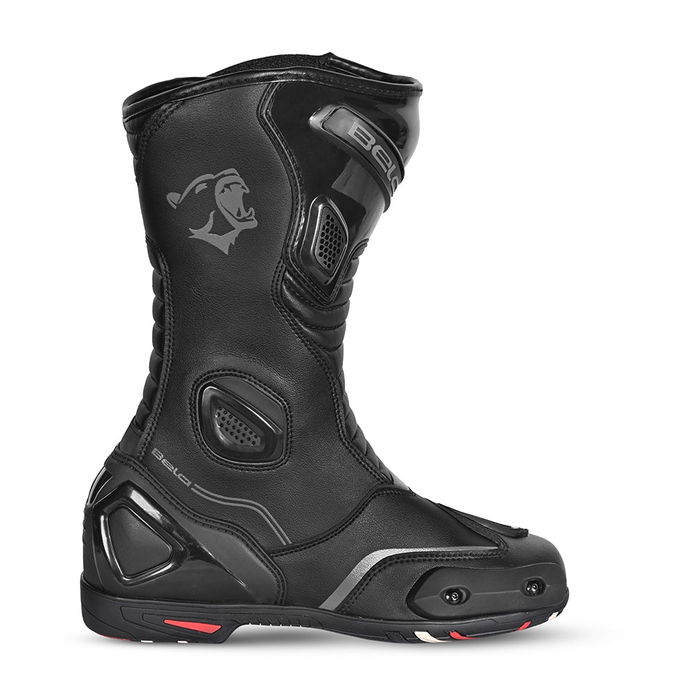 BELA STRIP Moto Couro Botas Preto Cinza - Imagem do lado direito de Boots