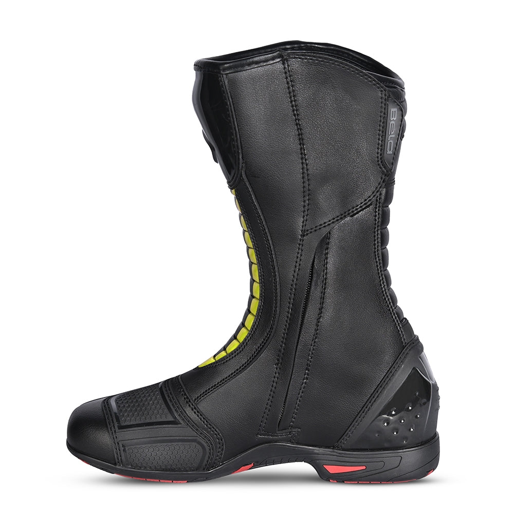 BELA STRIP Moto Couro Botas Preto Fluorescente Amarelo - Imagem do lado esquerdo de Boots