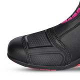 BELA STRIP Senhora Moto Couro Botas Preto Rosa Fluor