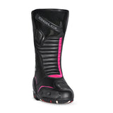 BELA STRIP Senhora Moto Couro Botas Preto Rosa Fluor